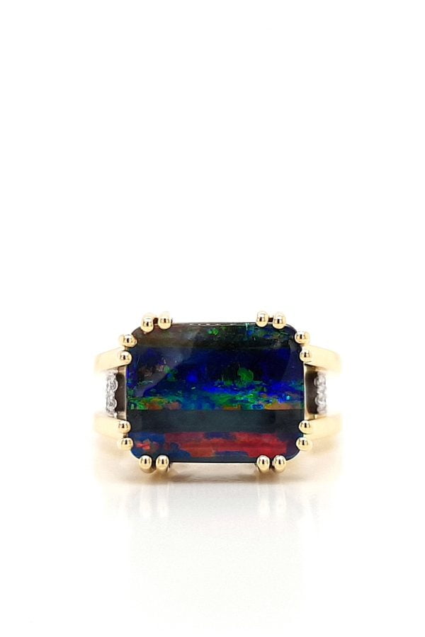 Boulder Opal and Diamond Ring