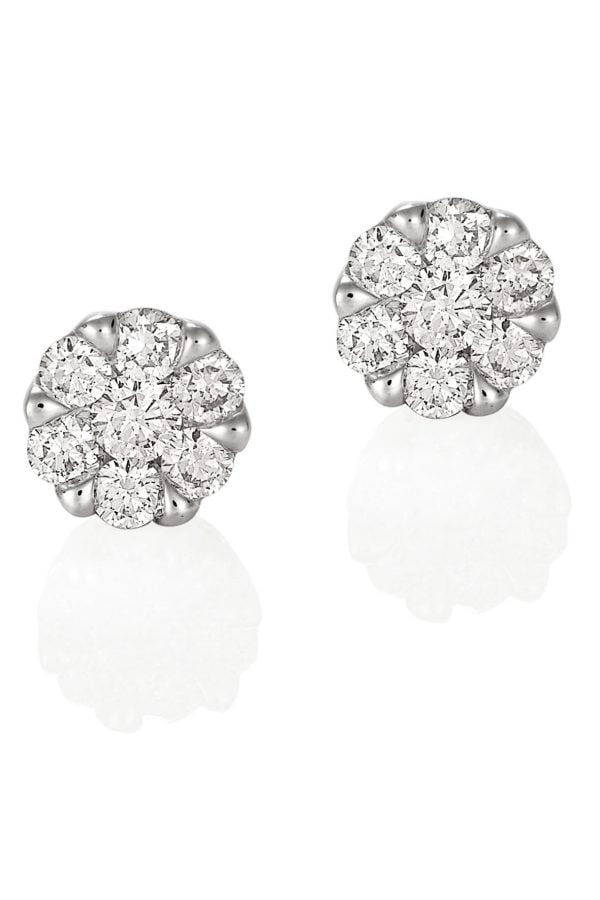 Diamond Cluster Stud Earrings (Large)