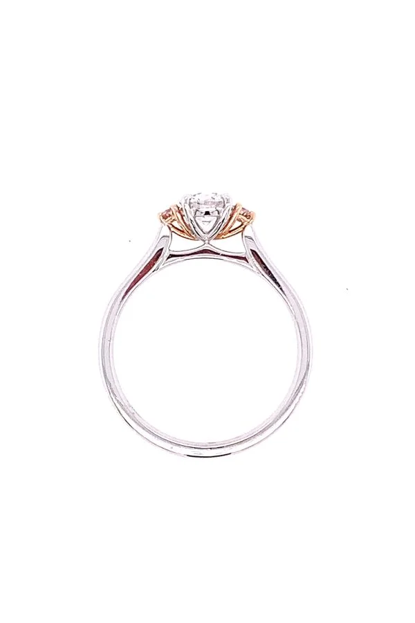 Desert Rose White diamond with Pink Shoulder Diamond Ring