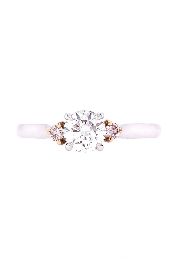 Desert Rose White diamond with Pink Shoulder Diamond Ring