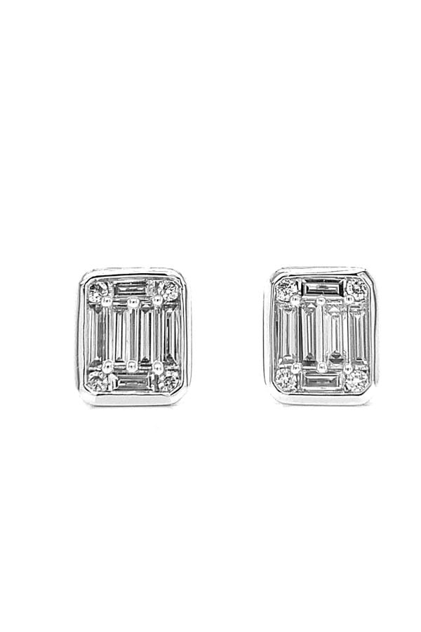 Baguette Cluster Diamond Stud Earrings
