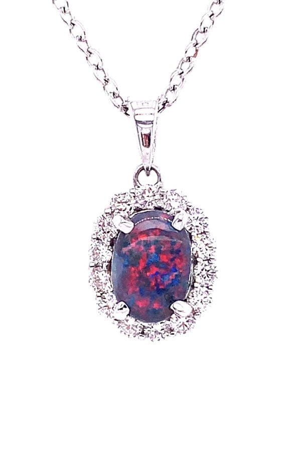Black Opal and Diamond Pendant