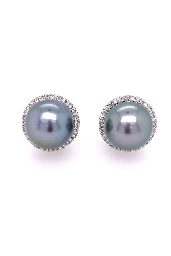 Tahitian South Sea Pearl and Diamond Earrings