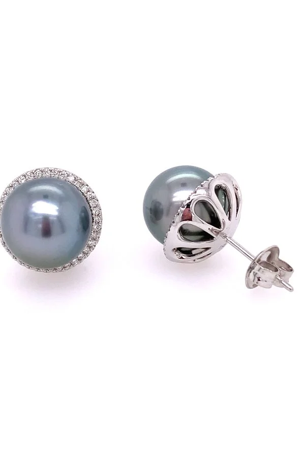 Tahitian South Sea Pearl and Diamond Earrings