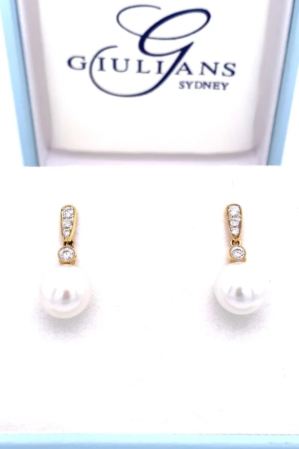 South Sea Pearl and Diamond Earrings